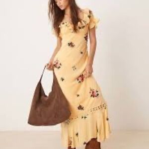 NWOT Free People Mustard Floral Maxi Dress Women's S/P